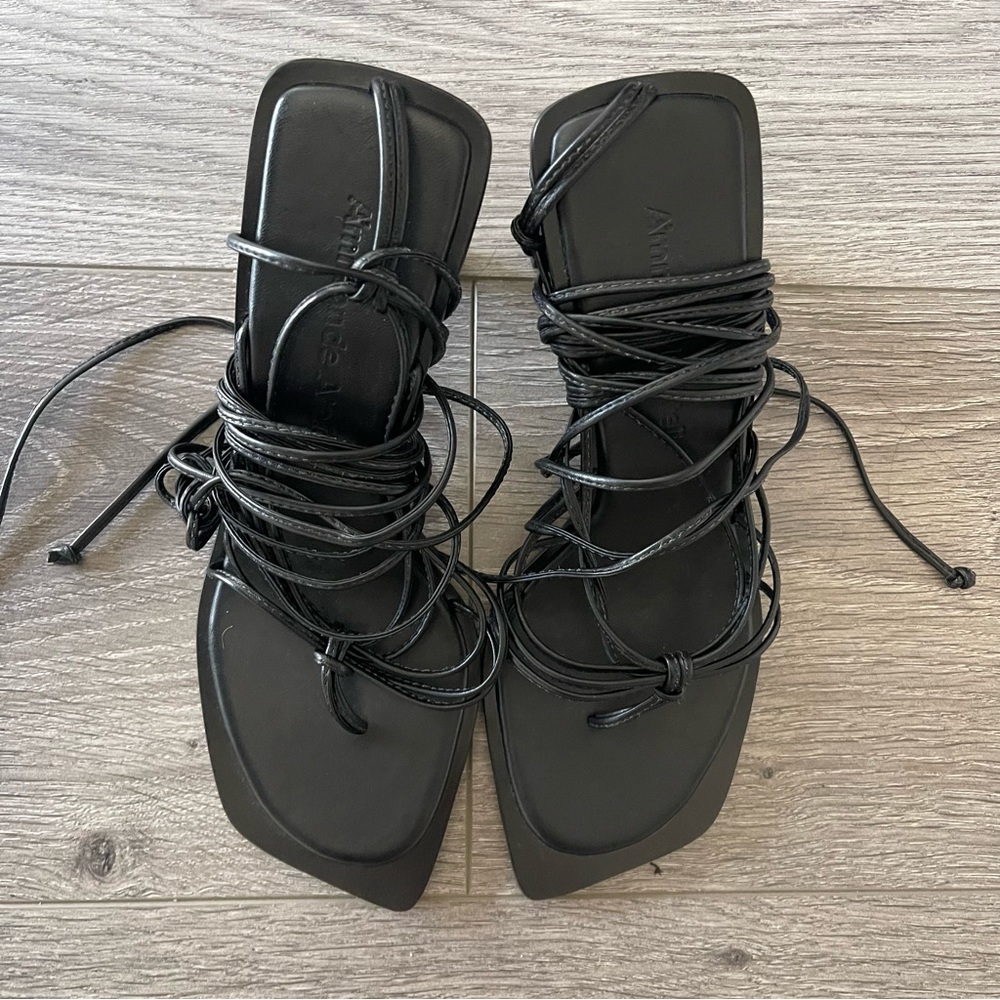 A'mmonde Atelier Aime 80 Heel Black Leather Lace Up Size 6.5 - Picture 3 of 5
